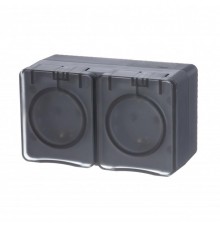 AtlasDesign Profi54 Антрацит O/У двойная Розетка с заземлением со шторками 16А  ATN544026  SE