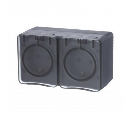 AtlasDesign Profi54 Антрацит O/У двойная Розетка с заземлением со шторками 16А  ATN544026  SE