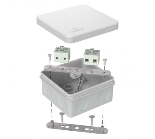 Коробка огнестойкая для о/п двухкомпонентная 60-0210-FR6.0-4 Е15-Е120 RAL7035 80х80х40 серая  60-0210-7035-FR6.0-4  Промрукав