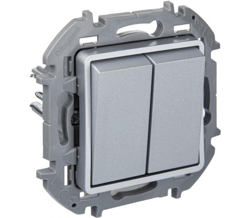 Inspiria Алюминий Переключатель двухклавишный 10AX  673657 Legrand
