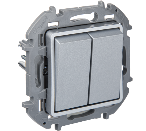 Inspiria Алюминий Переключатель двухклавишный 10AX  673657 Legrand