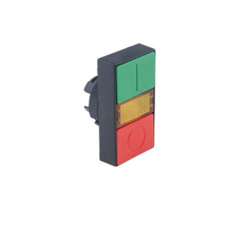 Головка двойной кнопки прозрачная, красный/зеленый, пласт. MTB2-EW84  43238  ОВЕН