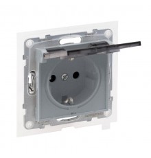 SUNO Силовая розетка 2К+З 16А 250В влагозащитная IP44 с крышкой и с защитными шторками.Безвинтовые зажимы. Цвет "Алюминий"  721323  Legrand