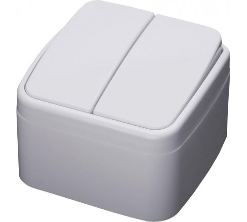 PSW10-42-20 Выключатель открытой установки 2-клавишный, 250В, 10А, серия Basic, белый  39032  STEKKER