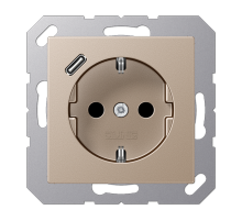 Розетка SCHUKO® с USB-зарядным устройством, тип С; термопласт; шампань  A1520-18CCH  Jung