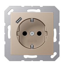 Розетка SCHUKO® с USB-зарядным устройством, тип С; термопласт; шампань  A1520-18CCH  Jung