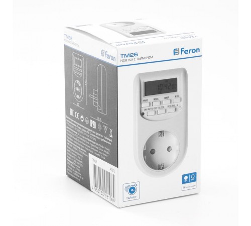 Розетка с таймером (недельная) 2300W/10A 230V, TM26  41815  FERON