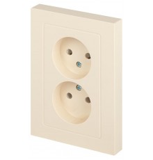 Розетка Intro Accent 6-204-02 2х2P, 16А-250В, IP20, СУ, AL/CU, слоновая кость   Б0063474  Intro