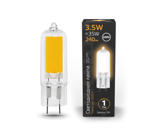 Лампа светодиодная Black LED G4 AC220-240V 3.5W 240lm 3000K Glass  107807103  Gauss