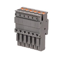 Штекер, зажим push-in, 6 точек подключения, 2.5 кв.мм, серый  VPR-P-2.5-6  DKC
