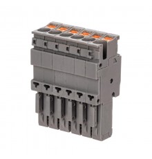 Штекер, зажим push-in, 6 точек подключения, 2.5 кв.мм, серый  VPR-P-2.5-6  DKC