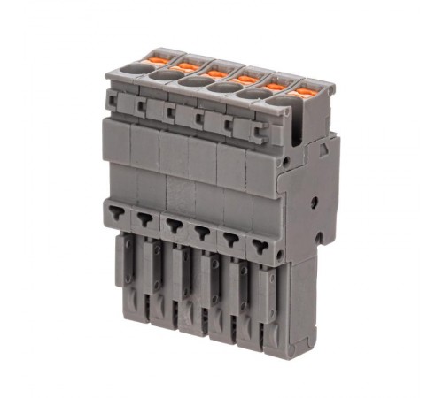 Штекер, зажим push-in, 6 точек подключения, 2.5 кв.мм, серый  VPR-P-2.5-6  DKC