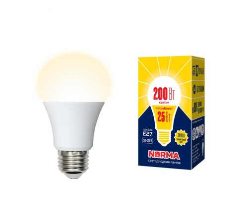 Лампа светодиодная LED-A70-25W/3000K/E27/FR/NR LED. "груша" матовая. Серия Norma. 3000K  UL-00004469  Volpe