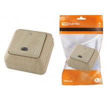 Переключатель на 2 направления 1-кл. открытой установки с подсветкой IP20 10А, сосна "Ладога"   SQ1801-0048  TDM