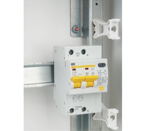 Выключатель автоматический дифференциального тока АД12 2п 25А C 100мА тип AC (3 мод)  MAD10-2-025-C-100  IEK