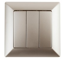 4-106-04 Intro Выключатель тройной, 10А-250В, СУ, Solo, шампань  Б0043301  Intro