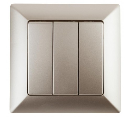 4-106-04 Intro Выключатель тройной, 10А-250В, СУ, Solo, шампань  Б0043301  Intro