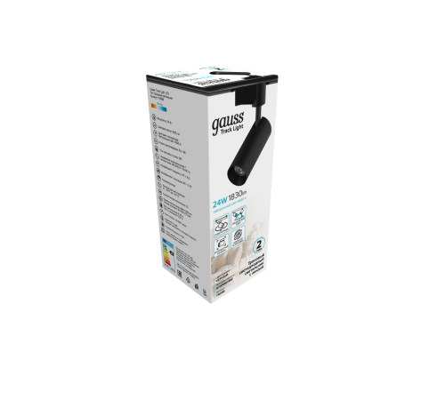 Светильник светодиодный трековый цилиндр 24W 1830lm 4000K 180-220V IP20 65*206мм черный линза 36  TR086  Gauss