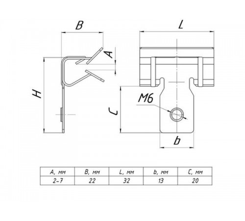 Зажим балочный 3-8 мм с м6 TDZ  ZB3-8-M6  EKF