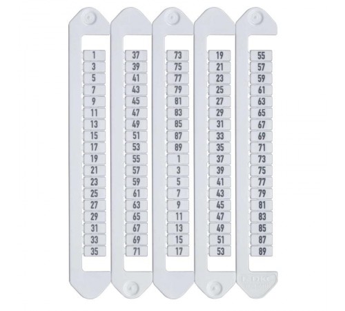 Маркировка для клемм, ширина 5 мм, от 2 до 90, вертикальная ориентация  NUTB-5-2-90V  DKC
