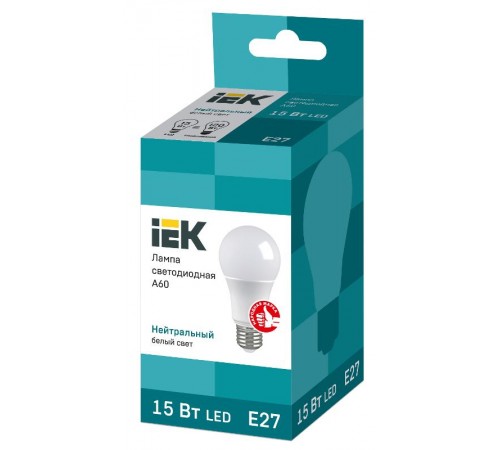 Лампа светодиодная LED 15Вт Е27 220В 4000К A60 груша  LLE-A60-15-230-40-E27  IEK