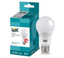 Лампа светодиодная LED 15Вт Е27 220В 4000К A60 груша  LLE-A60-15-230-40-E27  IEK