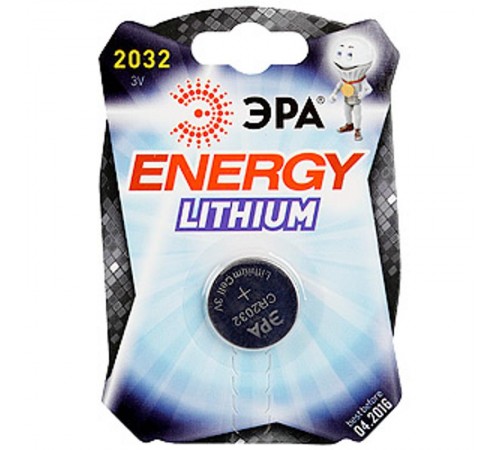 Батарейка литиевая  CR2032-1BL (40/320/31680) (часовая)   C0038448  ЭРА