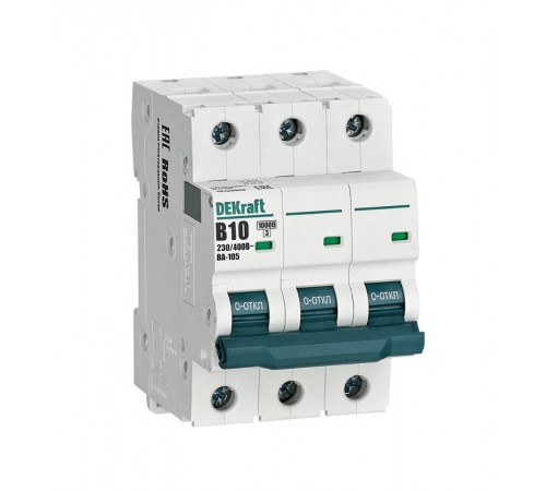 Выключатель автоматический трехполюсный ВА-105 10А B 10кА  13128DEK  DEKraft