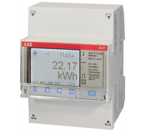 Счетчик 1-фазный активной энергии,1-тарифный,кл. точности 1,прямого вкл. 5(80)А, имп. выход,тип A41 111-200  2CMA100082R1000  ABB