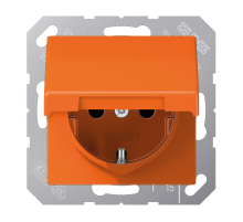 Штепсельная розетка SCHUKO 16A 250V~ с крышкой и защитой от детей; оранжевая  AS1520BFKIKLO  Jung