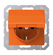 Штепсельная розетка SCHUKO 16A 250V~ с крышкой и защитой от детей; оранжевая  AS1520BFKIKLO  Jung