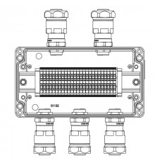 Коробка клеммная Ex из алюминия: 1Ex e IIC Т5 Gb / Ex tb IIIB T95°C DbIP66: Клеммы 2,5 кв.мм -25 шт.: А,С:ввод D8-13мм под небронир-ныйкабель в мет