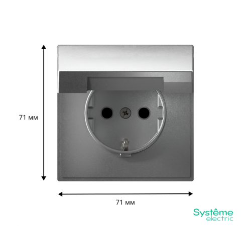 ArtGallery Алюминий Розетка с заземлением со шторками с крышкой, 16А, IP20,  механизм, быстрозажим. клем.,  GAL000346S  SE