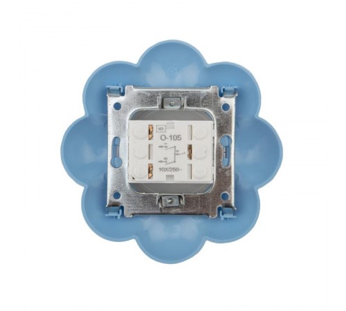 Выключатель двухклавишный HAPPY Цветок скрытой установки, белый/голубой  KR-78-0627  Kranz