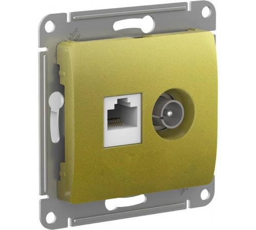 Glossa Фисташковый Розетка 2-ая TV + компьютерная RJ45, кат. 5Е, механизм  GSL001089  SE