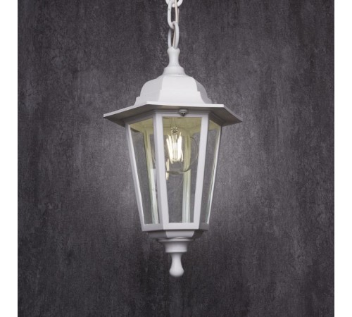 Светильник садово-парковый НСУ 06-60-001 60W 230V E27 670*190мм белый, подвесной, 6-ти гранник  32270  FERON