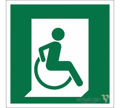 Знак безопасности BL-1515.E60-02"Выход для МГН здесь (правосторонний)"  a18491  Белый свет