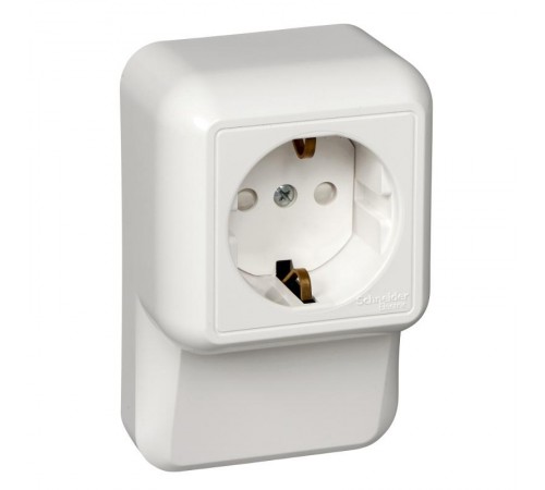 Blanca Белый О/У Розетка плинтусная 1-ая с заземлением, с защ. шт. 16А, монтажная пластина  RA16-003-2M-B  SE