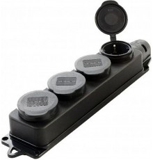 RST16-24-44 Розетка переносная 4-местная c/з, каучук 250В,16А, IP44, серия Одри, черный  39019  STEKKER