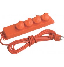 Удлинитель  У04В 4 места с защитными крышками IP44 2Р+PE/5метров  3х1мм2  16А/250В     WYP10-16-04-05-44-N  IEK