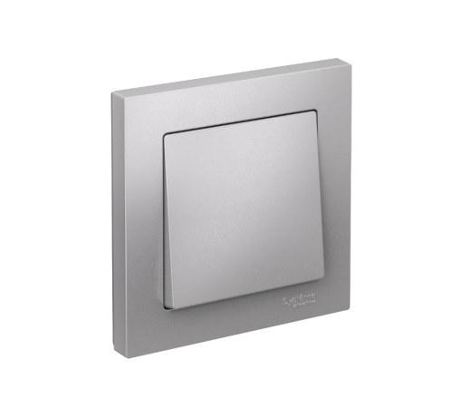 AtlasDesign Алюминий Выключатель 1-клавишный сх.1, 10АХ, (в сборе с рамкой)  ATN000312  SE