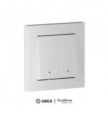 AtlasDesign SMART Белый Выключатель 2-клавишный с подсветкой, Zigbee, сх.5, L+N, 10А, механизм   ATN000153Z  SE