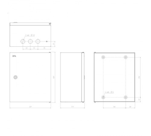  Щит с монтажной панелью металлический ЩМПг-03 IP54 (360x300x175) SIMPLE  Б0047693  ЭРА