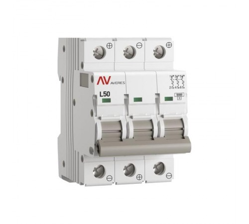 Выключатель автоматический AV-10 DC 3P 50A (L) 10kA AVERES  mcb10-DC-3-50L-av  EKF