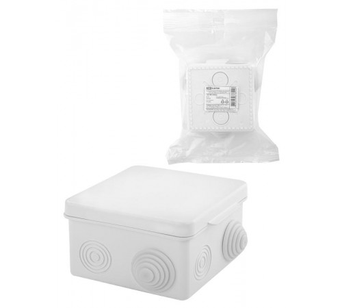 Коробка распаячная ОП 80х80х50мм, крышка, IP54, 7вх., белая, инд. штрихкод  SQ1401-0922  TDM