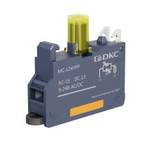 Контактный  блок с клеммным безвинтовым зажимом со светодиодом на 9-24В, жёлтый  MC-L24YPP  DKC