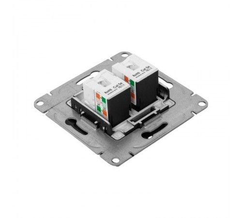 Механизм розетки RJ45 - 2шт, (cat5), чёрный Эпика EKF  UP1-SOB-2RJ45-5  EKF