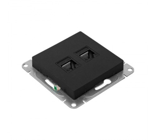 Механизм розетки RJ45 - 2шт, (cat5), чёрный Эпика EKF  UP1-SOB-2RJ45-5  EKF