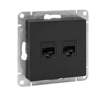 Механизм розетки RJ45 - 2шт, (cat5), чёрный Эпика EKF  UP1-SOB-2RJ45-5  EKF