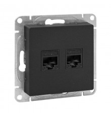 Механизм розетки RJ45 - 2шт, (cat5), чёрный Эпика EKF  UP1-SOB-2RJ45-5  EKF